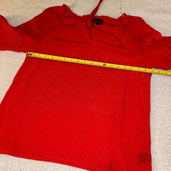 Alyx Women’s Batik May-Be Red Boho Lace Panel Shirt Small NWT - Picture 9 of 13